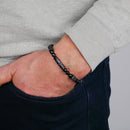 Armband schwarz, Perlen, Beads, Edelstahlverschluss, glänzend, Herren- und Damenarmband-2