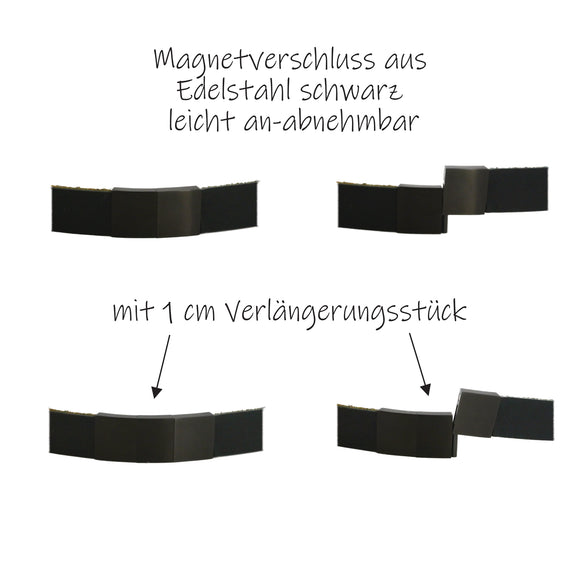 Lederarmband mit Gravur, Leder schwarz breit, leicht glänzend, Damen- und Herrenarmband