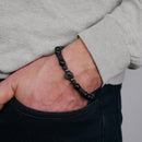 Armband mit Leopardenkopf, schwarz matt, Perlen und Metallelemente, Herren- und Damenarmband-2