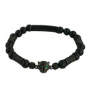Armband mit Leopardenkopf, schwarz matt, Perlen und Metallelemente, Herren- und Damenarmband-3