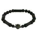 Armband mit Leopardenkopf, schwarz matt, Perlen und Metallelemente, Herren- und Damenarmband-1