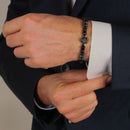 Armband schwarz, Perlen, Leopard, Edelstahlverschluss, Herren- und Damenarmband-4