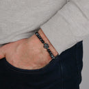 Armband schwarz, Perlen, Leopard, Edelstahlverschluss, Herren- und Damenarmband-2