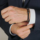 Armband silber schwarz, Hämatit Perlen, Leopardenkopf, Edelstahlverschluss, Herren- und Damenarmband-2