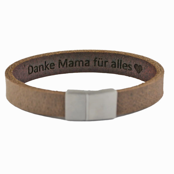 Lederarmband mit Gravur, Leder dunkelbraun, Damen und Herrenarmband