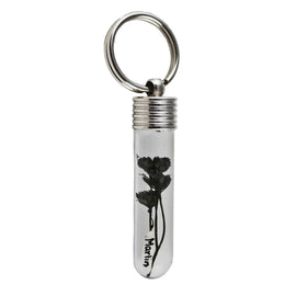 Schlüsselanhänger personalisiert mit schwarzem Blümchen oder Ästchen und Reiskorn