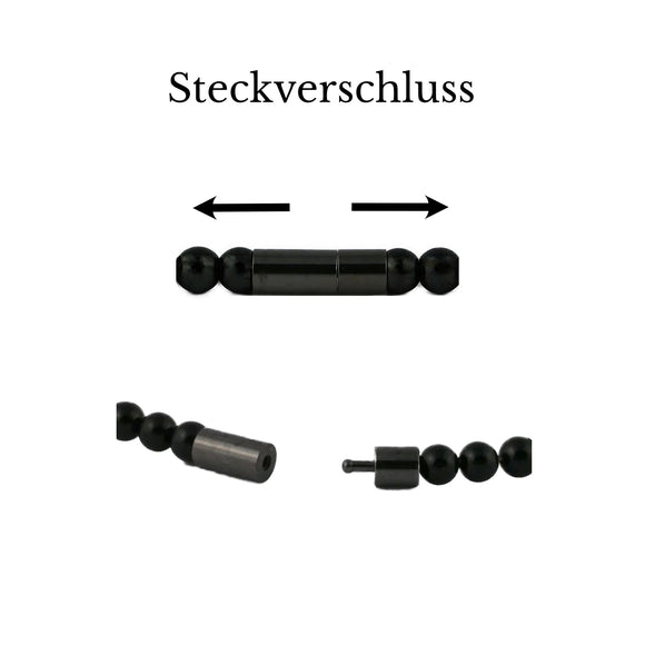 Armband silber-schwarz, Perlen Hämatit, Edelstahlverschluss, glänzend, Herren- und Damenarmband