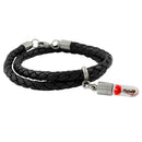 Armband mit Namen, Wickelarmband Leder Schwarz, mit Anhänger personalisiert-3