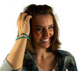 Armband mit Namen, Wickelarmband, Leder türkis, personalisiert - 0