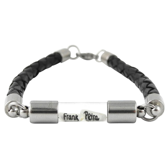 Armband mit Namen, Leder Schwarz, mit Personalisierung