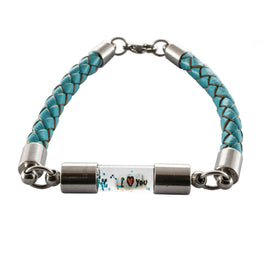 Armband mit Namen, Leder Türkis, personalisiert