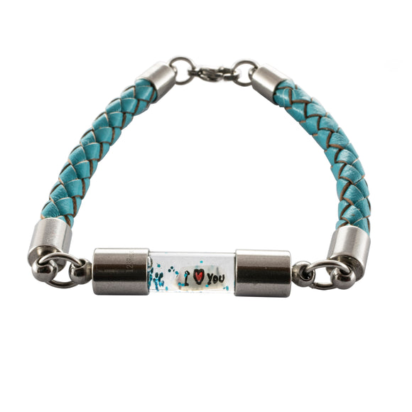 Armband mit Namen, Leder Türkis, personalisiert