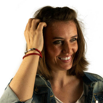 Armband mit Namen, Wickelarmband Leder Rot, personalisiert - 0