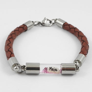 Armband mit Namen, Leder Braun, personalisiert
