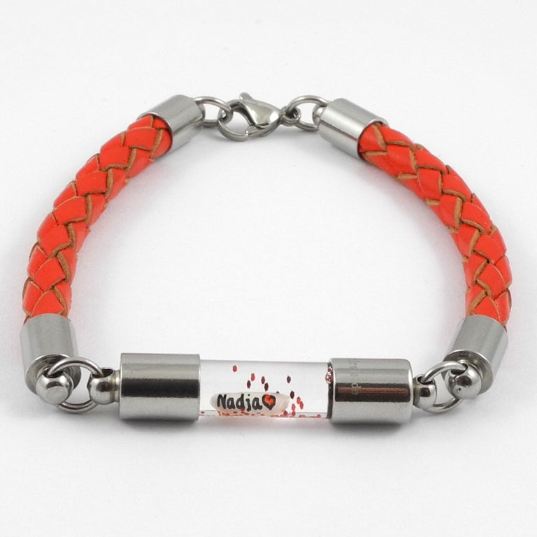 Armband mit Namen, Leder Rot, personalisiert-1