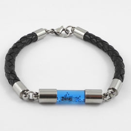 Armband mit Namen, Leder Schwarz, mit Personalisierung - 0