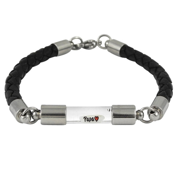 Armband mit Namen, Leder Schwarz, mit Personalisierung