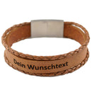 Lederarmband mit Gravur, Leder cognacfarben kombiniert-1