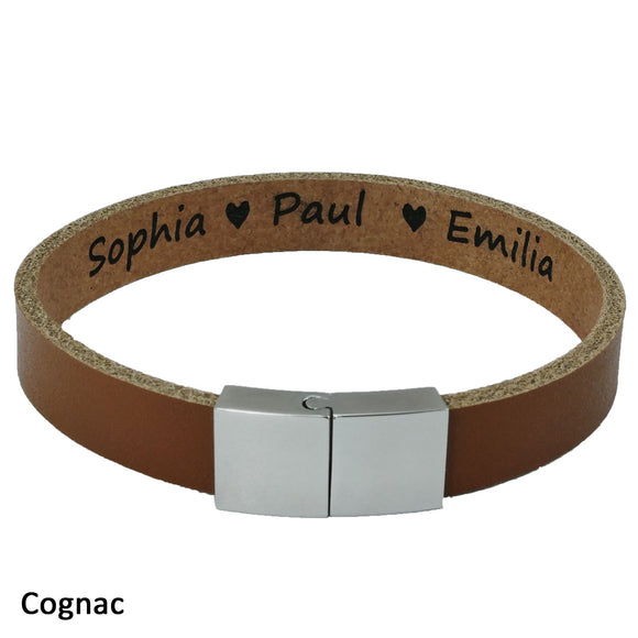 Lederarmband mit Gravur, verschiedene Leder leicht glänzend