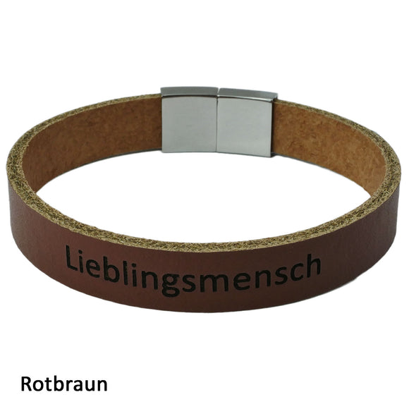 Lederarmband mit Gravur, verschiedene Leder leicht glänzend