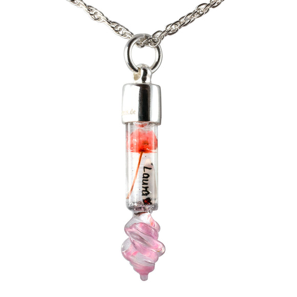 Kette mit Namen, Reiskornkette, mit Spirale farbig, personalisiert