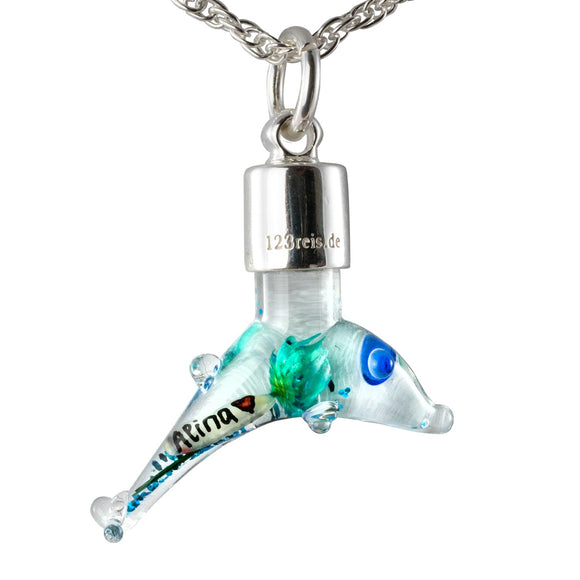 Kette mit Namen, Reiskornkette, Delfin, personalisiert