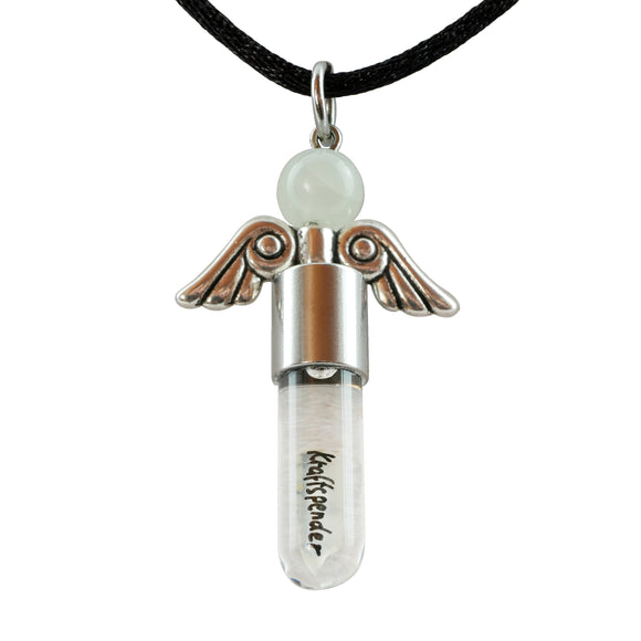 Kette mit Namen, Engel Anhänger, Kraftspender, mit Halbedelstein Mondstein