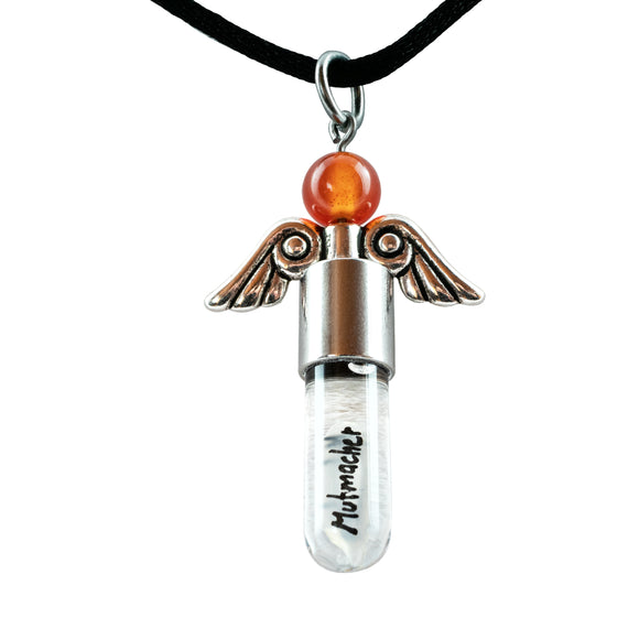 Kette mit Namen, Engel Anhänger, Mutmacher, Halbedelstein Carneol