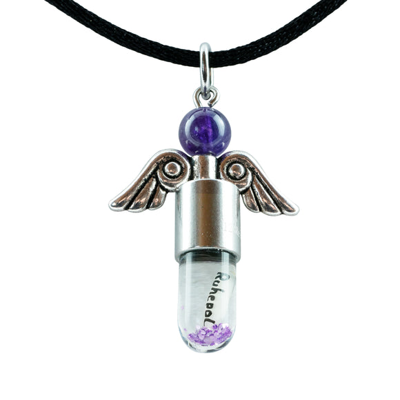 Kette mit Namen, Engel Anhänger, Ruhepol, Halbedelstein Amethyst