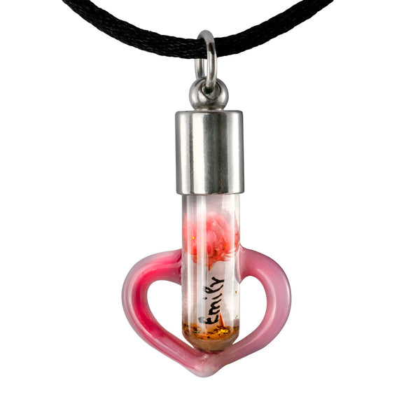 Kette mit Namen, Reiskornkette, Herz farbig, personalisiert