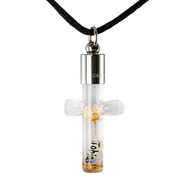 Kette mit Namen, Reiskornkette, Kreuz, personalisiert