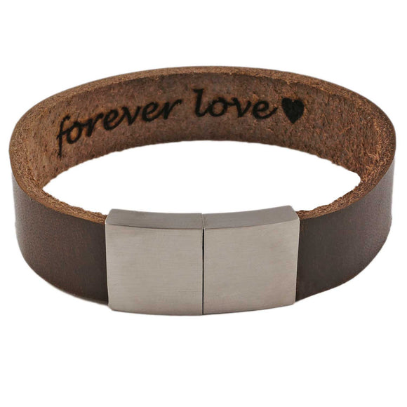 Lederarmband mit Gravur, breites Leder in verschiedenen Farben