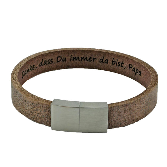 Lederarmband mit Gravur, Leder dunkelbraun, Damen und Herrenarmband