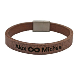 Lederarmband mit Gravur, Leder dunkelbraun, Damen und Herrenarmband