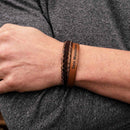 Lederarmband mit Gravur, Leder Cappuccino-Braun kombiniert, Damen und Herrenarmband-3