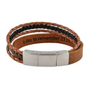 Lederarmband mit Gravur, Echtleder cognac-dunkelbraun kombiniert, Damen- und Herrenarmband-3