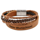 Lederarmband mit Gravur, Echtleder cognac-dunkelbraun kombiniert, Damen- und Herrenarmband-1