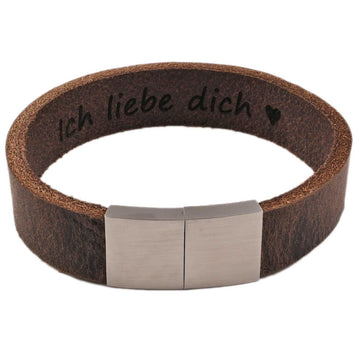 Lederarmband mit Gravur, Leder mit pull up Maserung in verschiedenen Farben, breit - 0