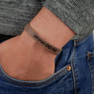 Lederarmband mit Gravur, Leder dunkelbraun, Damen und Herrenarmband - 0