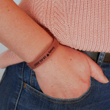 Lederarmband mit Gravur, Leder rot, Damenarmband - 0