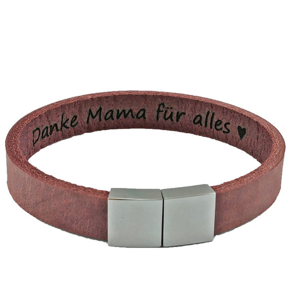 Lederarmband mit Gravur, Leder rot, Damenarmband