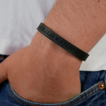 Lederarmband mit Gravur, Leder schwarz, Damen- und Herrenarmband - 0