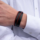 Lederarmband mit Gravur, Echtleder schwarz-rot kombiniert, Damen- und Herrenarmband-4