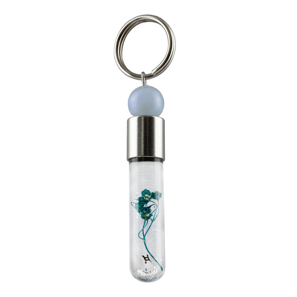 Sternzeichen Zwilling, 21. Mai - 21. Juni, Schlüsselanhänger mit Glücksstein Chalcedon und Sternzeichensymbol