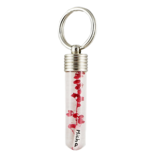 Schlüsselanhänger personalisiert, Reiskorn-Schlüsselanhänger, Zylinderform, Name oder Text