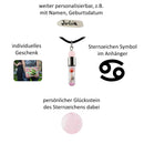 Sternzeichen Krebs, 22. Juni - 22. Juli, Halskette mit Glückstein Rosenquarz und Sternzeichensymbol-3