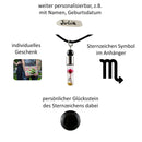 Sternzeichen Skorpion, 24. Oktober - 22. November, Halskette mit Glückstein Obsidian und Sternzeichensymbol-3