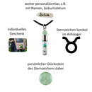 Sternzeichen Stier, 21. April - 20. Mai, Halskette mit Glückstein Aventurin und Sternzeichensymbol-3