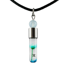 Sternzeichen Fische, 20. Februar - 20. März, Halskette mit Glücksstein Aquamarin und Sternzeichensymbol