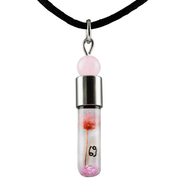 Sternzeichen Krebs, 22. Juni - 22. Juli, Halskette mit Glückstein Rosenquarz und Sternzeichensymbol